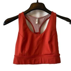 Free People FP Movement Synergy Sports Bra Sz S Orange Strappy Terracotta Yoga